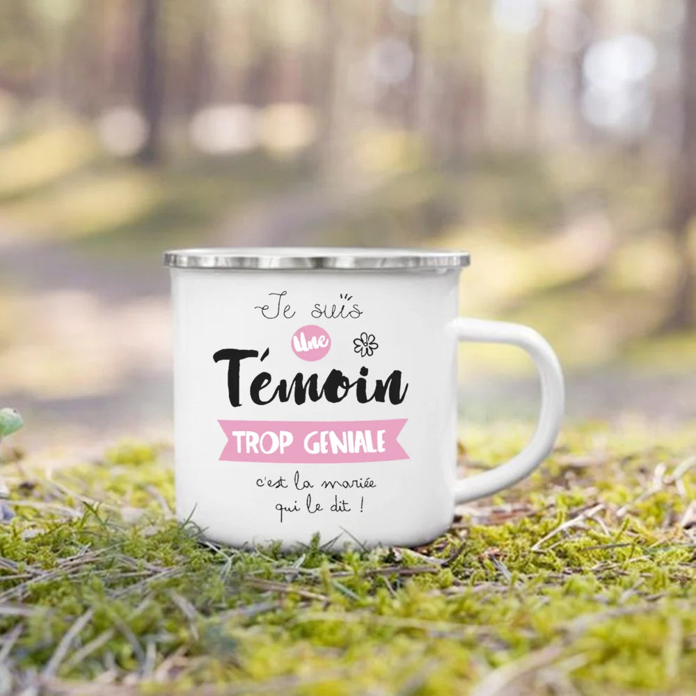 Wedding Witness Enamel Mug – Bridesmaid & Best Man Gift