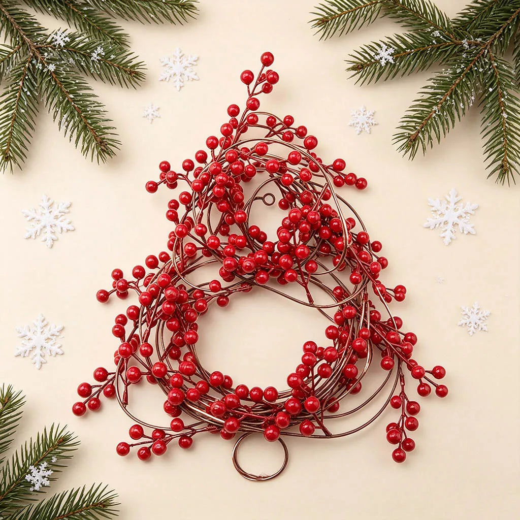 190cm Red Berry String Pendant – Christmas Tree & Party Decor
