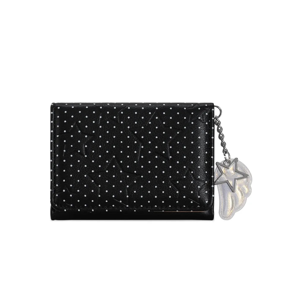 Y2K Tri-Fold PU Wallet – Star Dot Coin Purse & Card Holder
