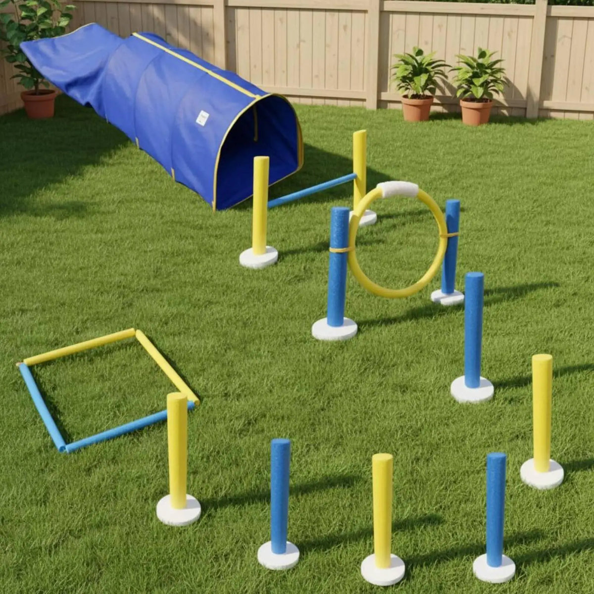 Dog Agility Training Set – Blue & Yellow Foam-Covered Kit