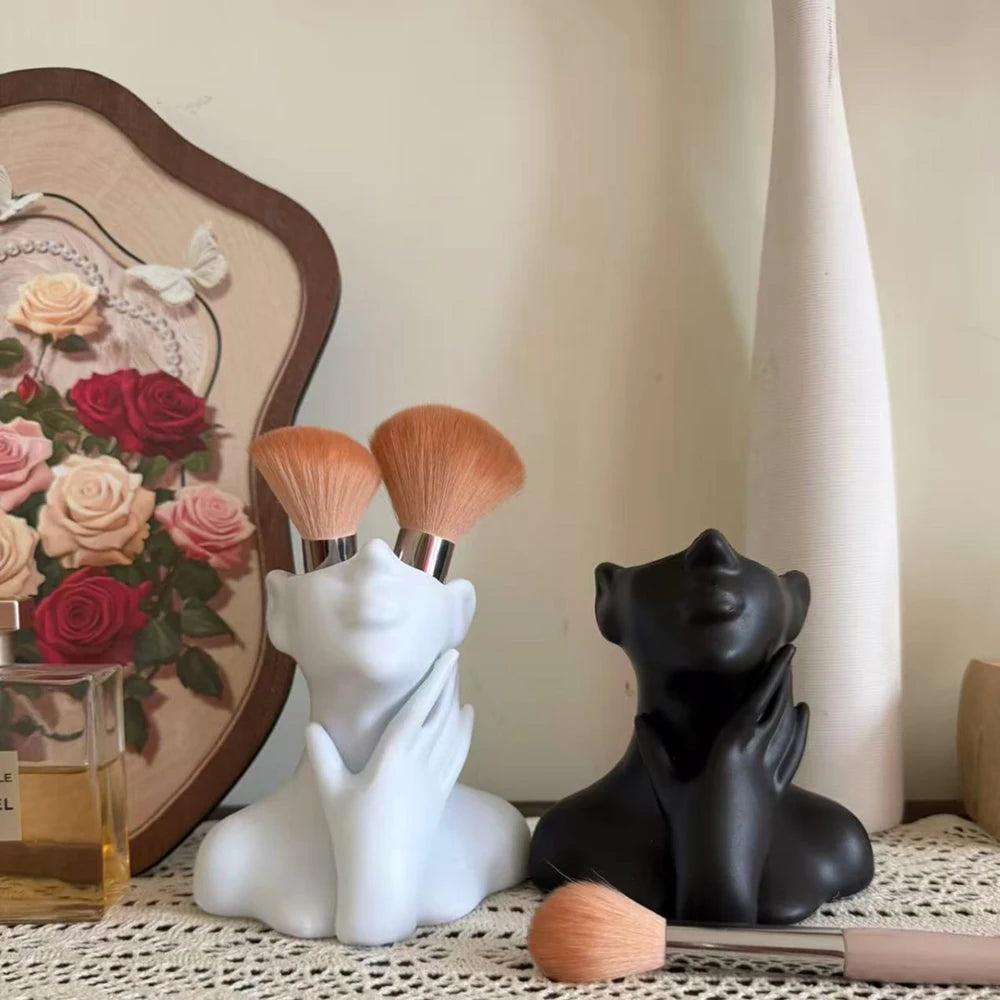 White Female Head Vase – Modern Plastic Flower Vase & Art Statue