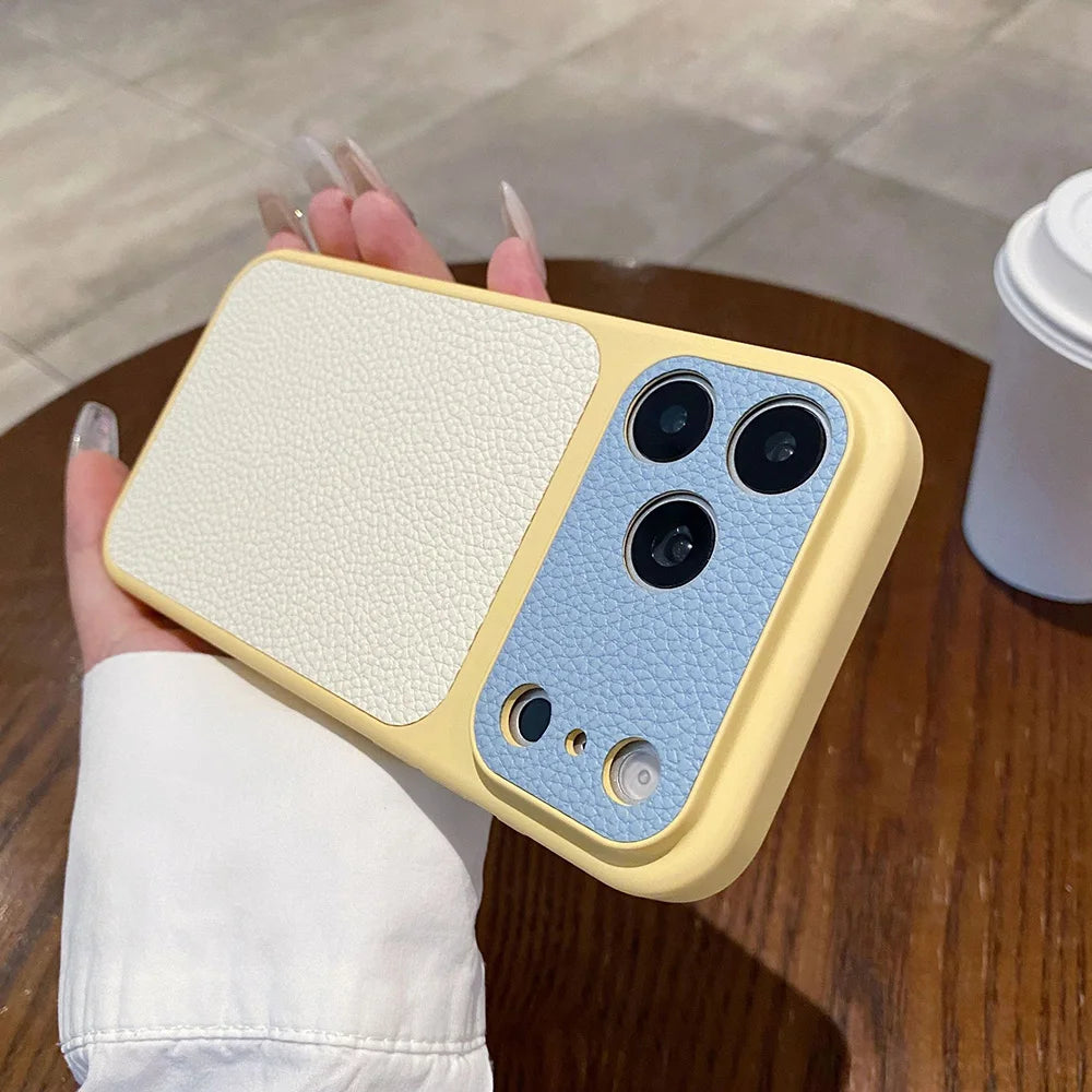Lichee Leather iPhone Case – Shockproof Camera Window Cover