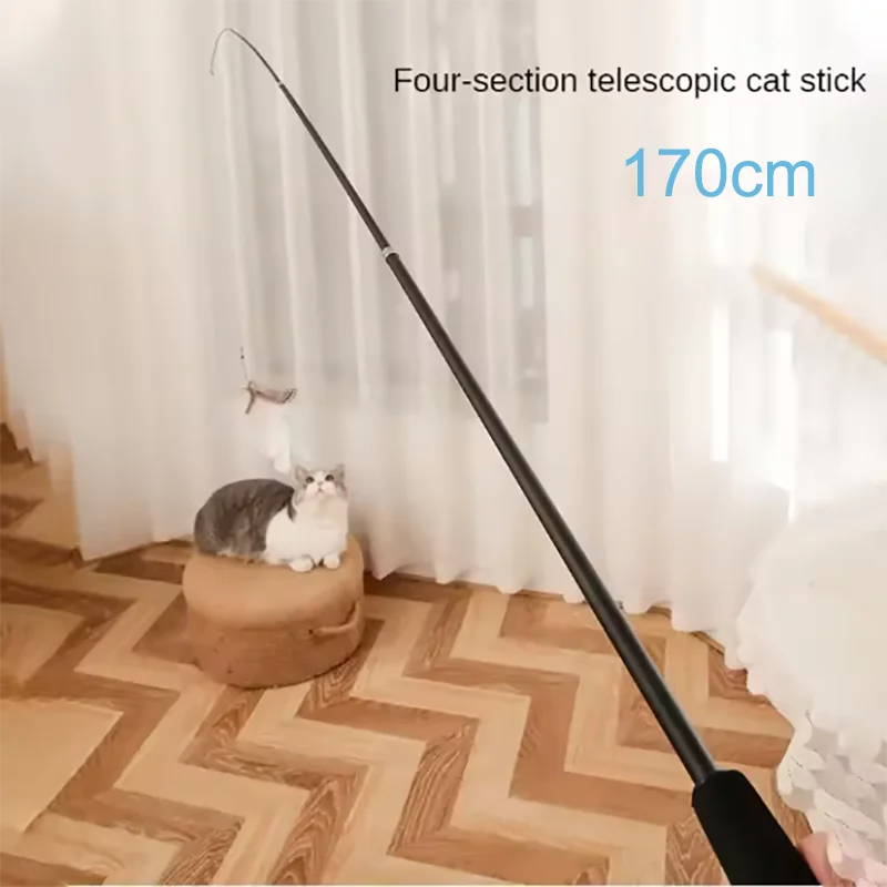 1.8m Telescopic Carbon Fiber Feather Cat Wand Toy | 4-Section