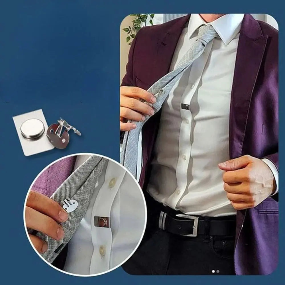 Magnetic Invisible Tie Stay Clips – Stainless Steel Hidden Clasp