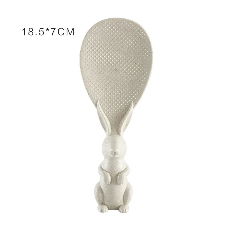 Wheat Straw Rabbit Rice Spoon – Self-Standing Cartoon Shovel
