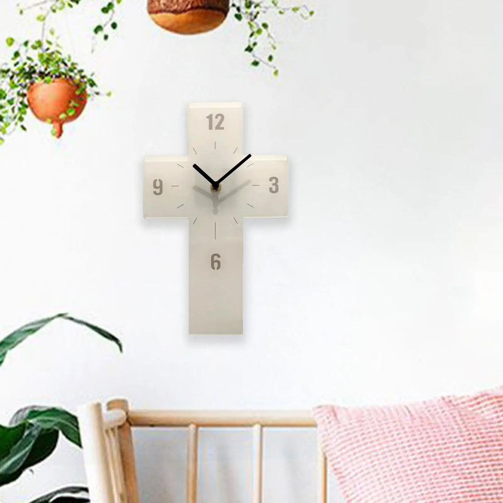 Acrylic Silent Wall Clock Cross-Shaped Modern Home Décor