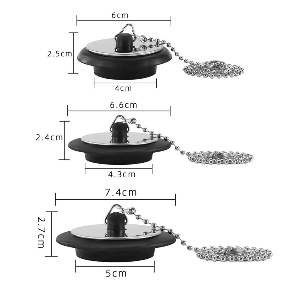 Rubber Bathtub Drain Stopper with Chain – 4/4.3/5cm Plug