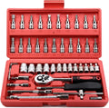 46-Piece 1/4" Socket Ratchet Wrench Set – Car Repair Kit