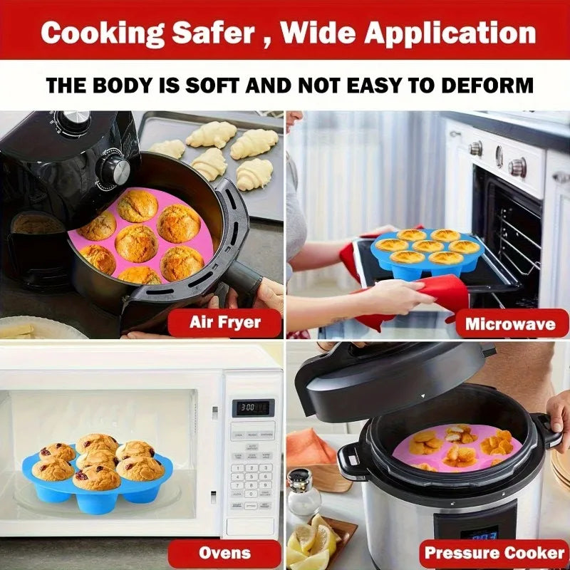 7-Hole Silicone Cake Mold – Non-Stick Air Fryer Baking Pan