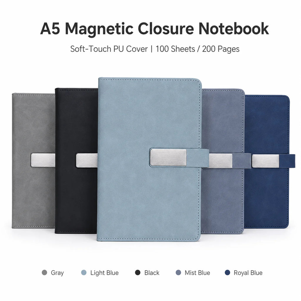 A5 Magnetic Closure PU Leather Notebook – 200 Pages Journal