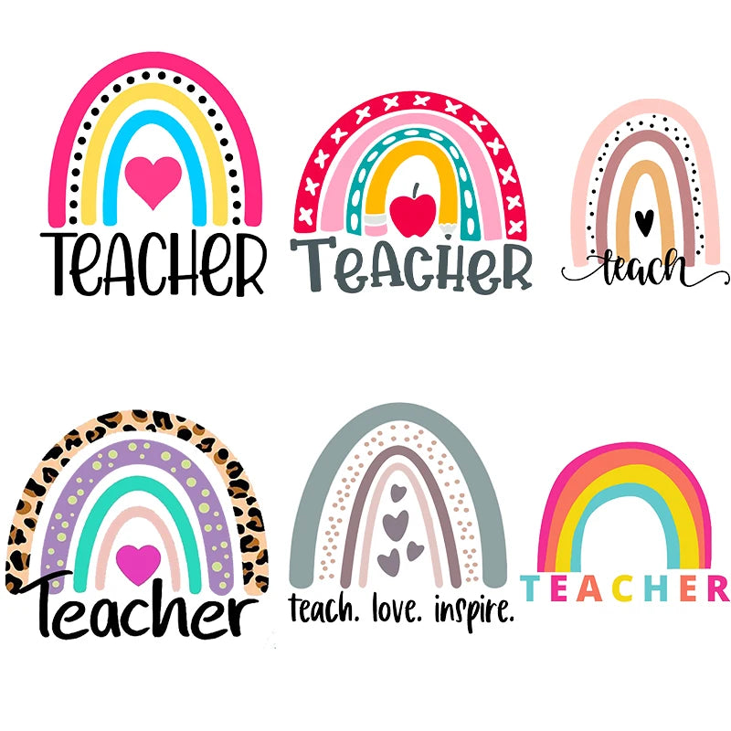 Iron-On Rainbow Teacher Patches – DIY Heat Transfer Appliqué