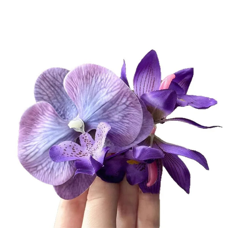 Butterfly Orchid Flower Hair Clip – Beach Vacation Barrette