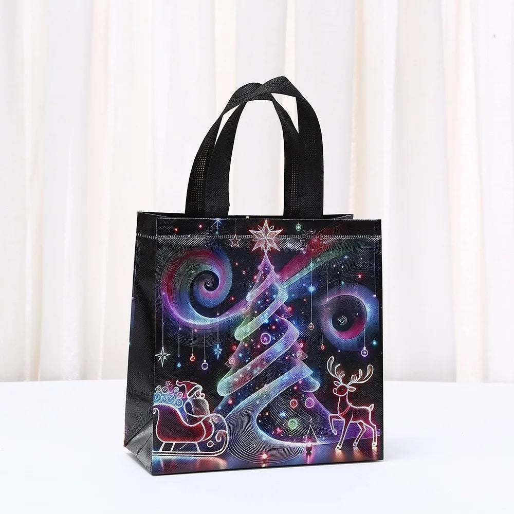 Christmas Non-Woven Tote Bag – Cartoon Santa Gift Bag