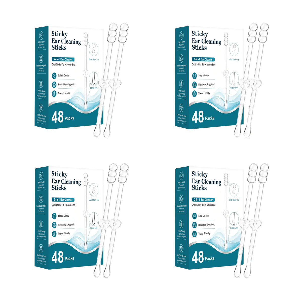 Sticky Ear Cleaning Sticks 48PCS – 2-in-1 Ear Wax Removal