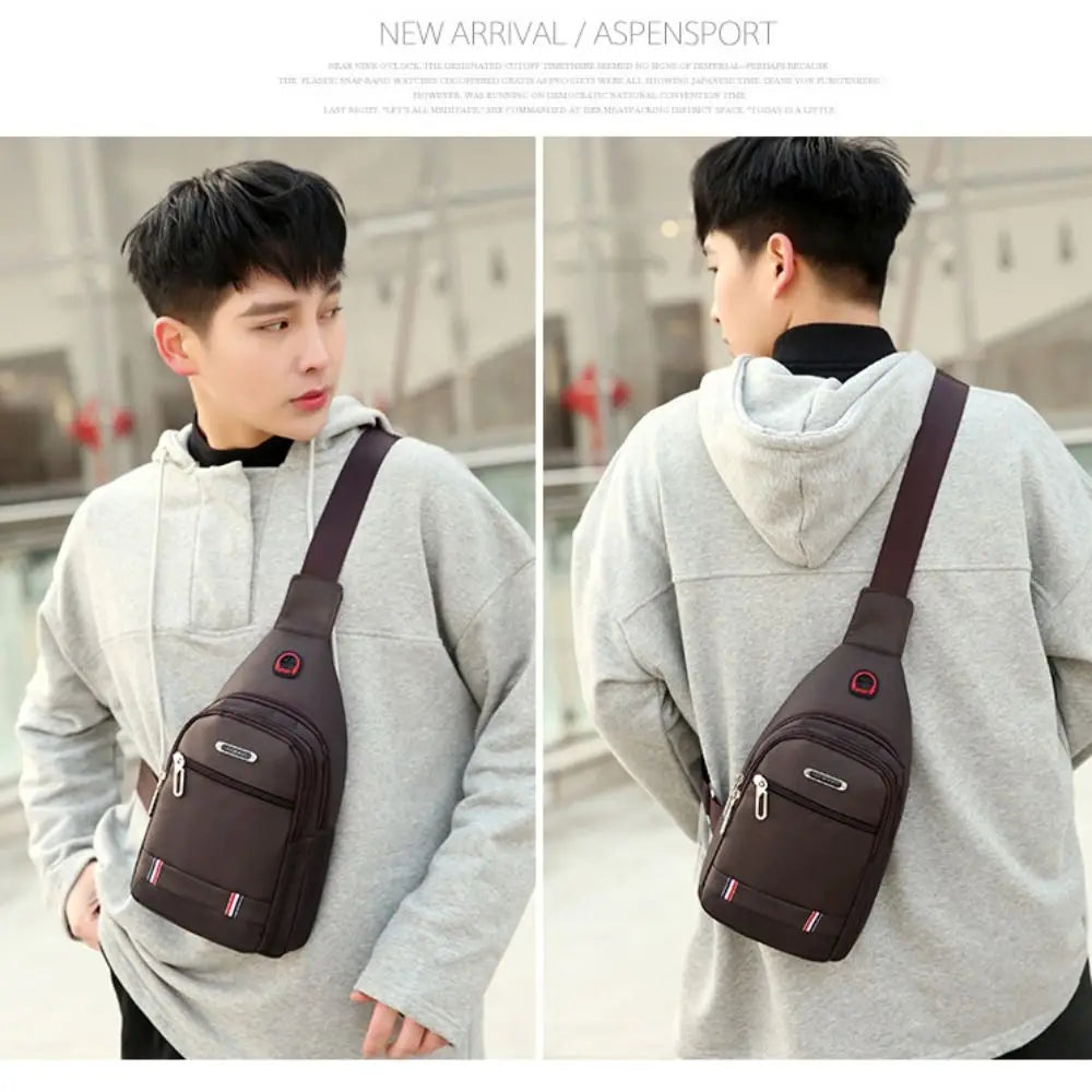 Men's Oxford Crossbody Bag with USB Charging Port