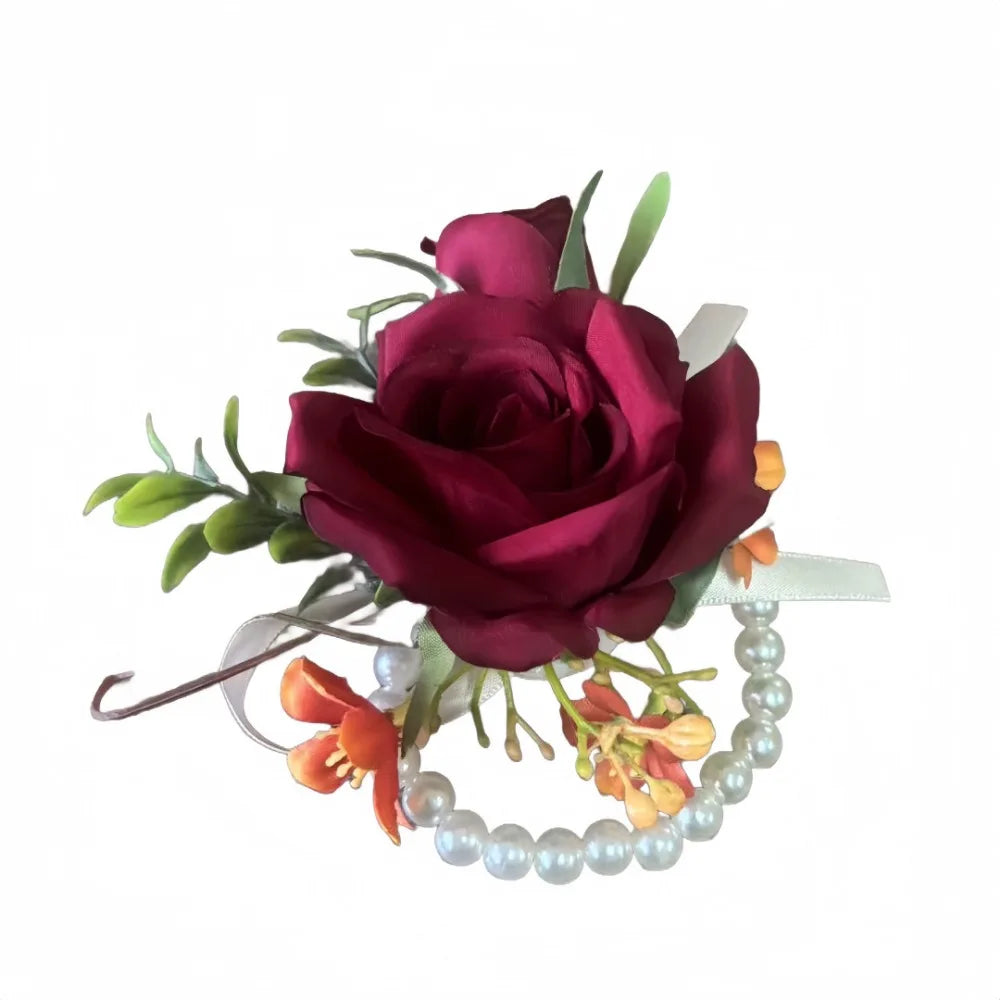 Silk Rose Boutonniere & Wrist Corsage – Wedding Accessories