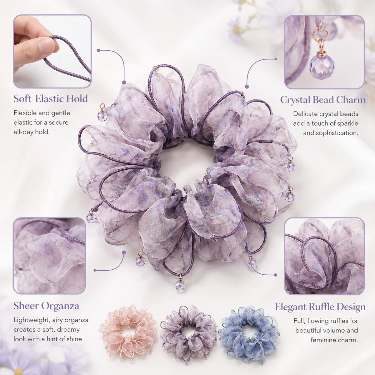 Double Layer Mesh Headband Women – Bun, Ponytail & Floral