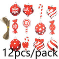 12-Pc Colorful Wooden Lollipop Christmas Tree Ornaments
