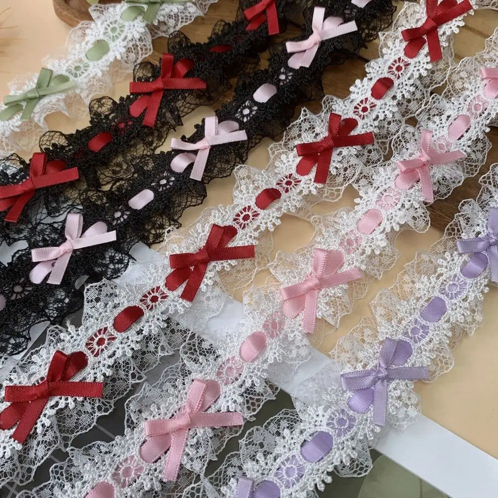 1 Yard Pleated Bow Lace Trim Ribbon – Sewing & Wedding Décor