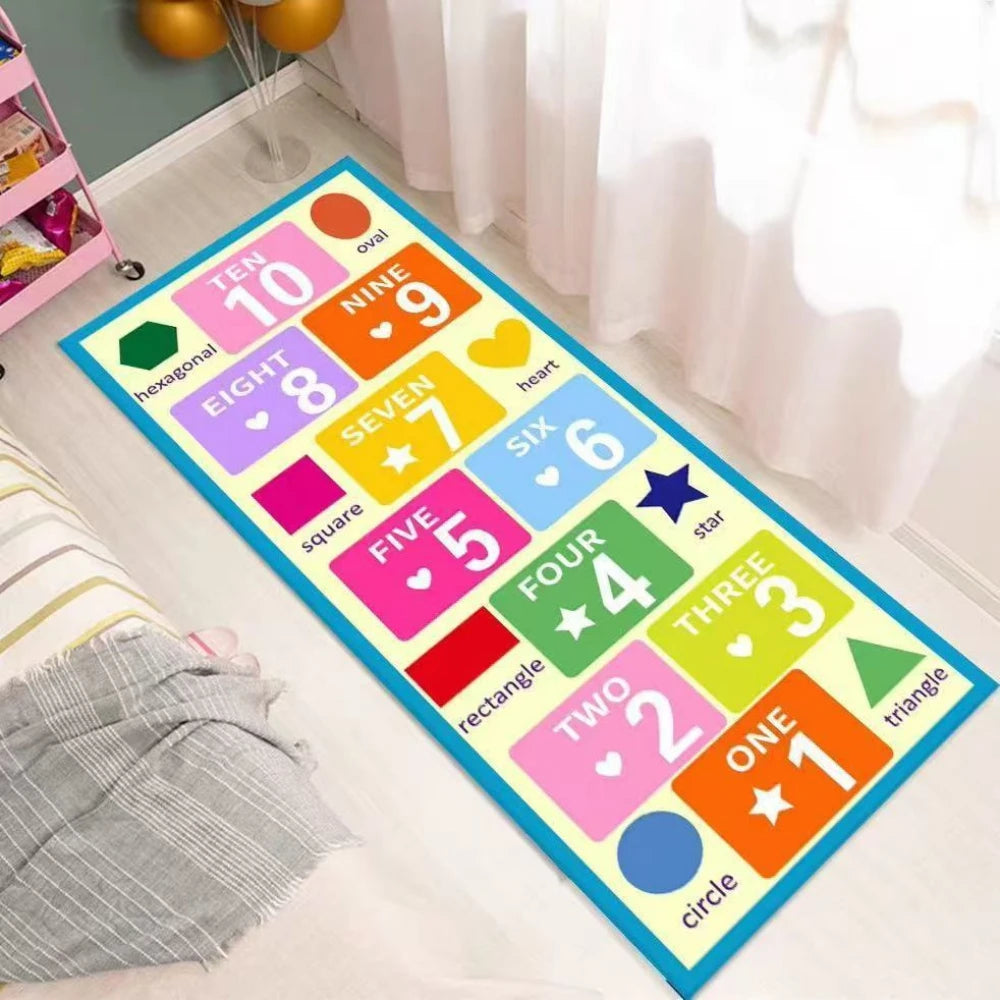 Hopscotch Cartoon Runner Rug – Kids Playroom & Bedroom Mat