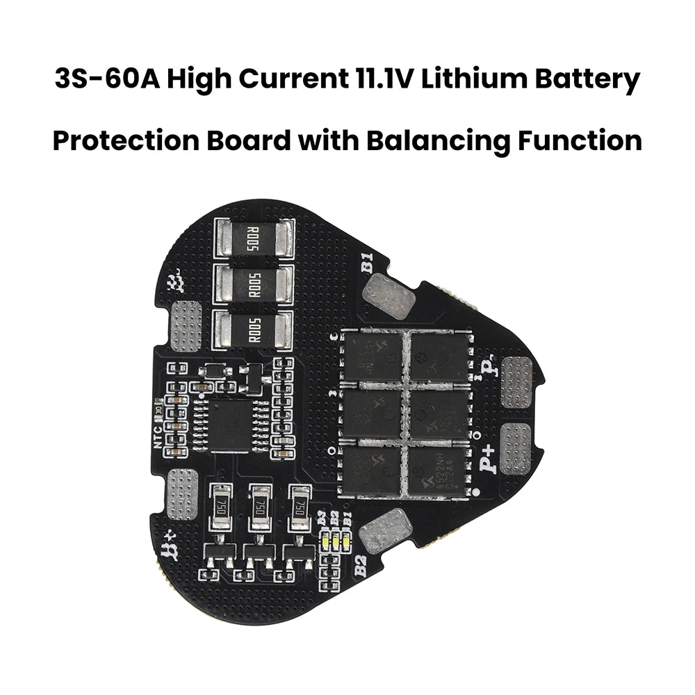 3S 60A Lithium BMS Protection Board 11.1V – 3-Cell Pack