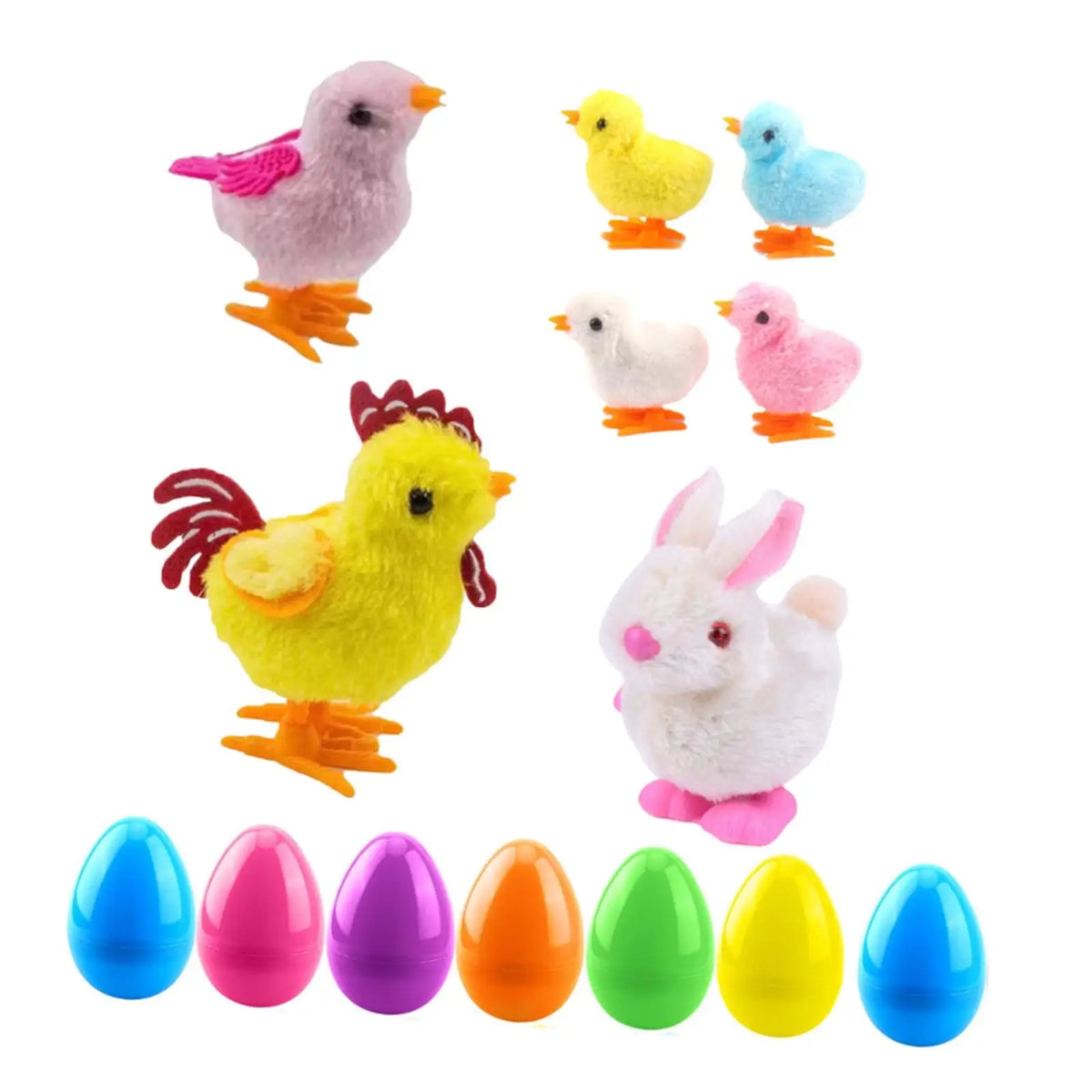 7-Piece Easter Wind-Up Toys – Chicks & Bunnies Basket Fillers