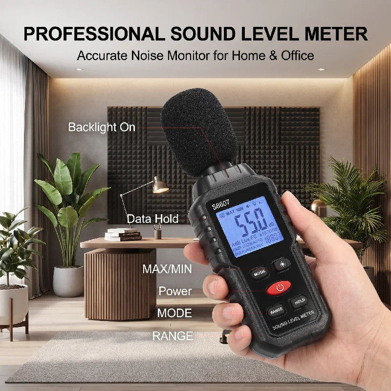 Portable Digital Sound Level Meter 30–130dB Handheld Decibel Tester