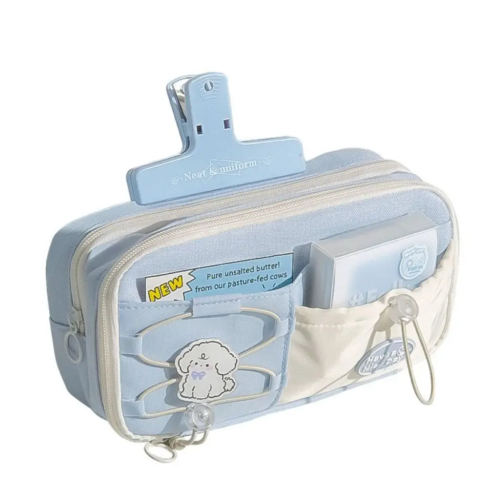 Drawstring Canvas Pencil Bag – Multi-Layer Large Capacity