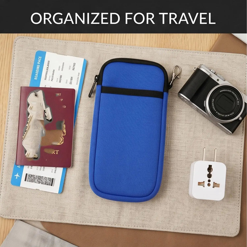 Dual Compartment Phone & Glasses Storage Bag with Carabiner