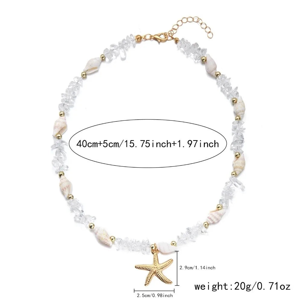 Bohemian Conch Shell Starfish Beaded Bracelet – Adjustable