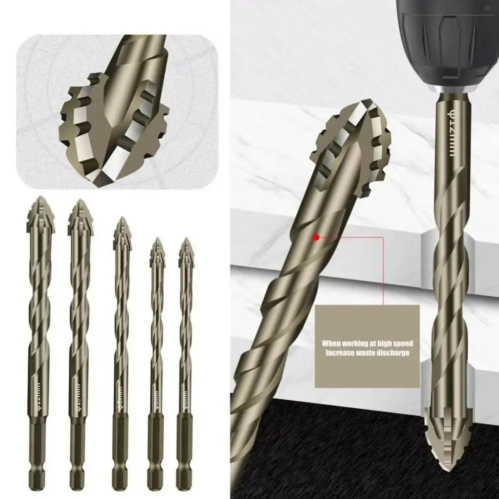 Eccentric Drill & Tap Bit Set – Titanium Coated 4-Edge Hex Shank