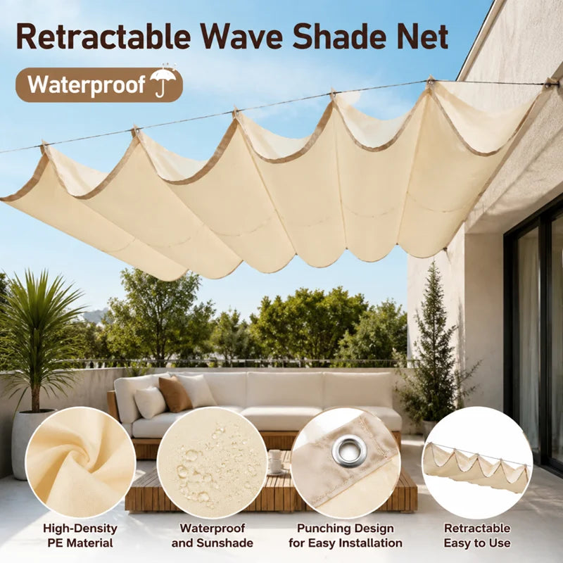 Waterproof Retractable Sunshade Sail – UV Block Garden Canopy