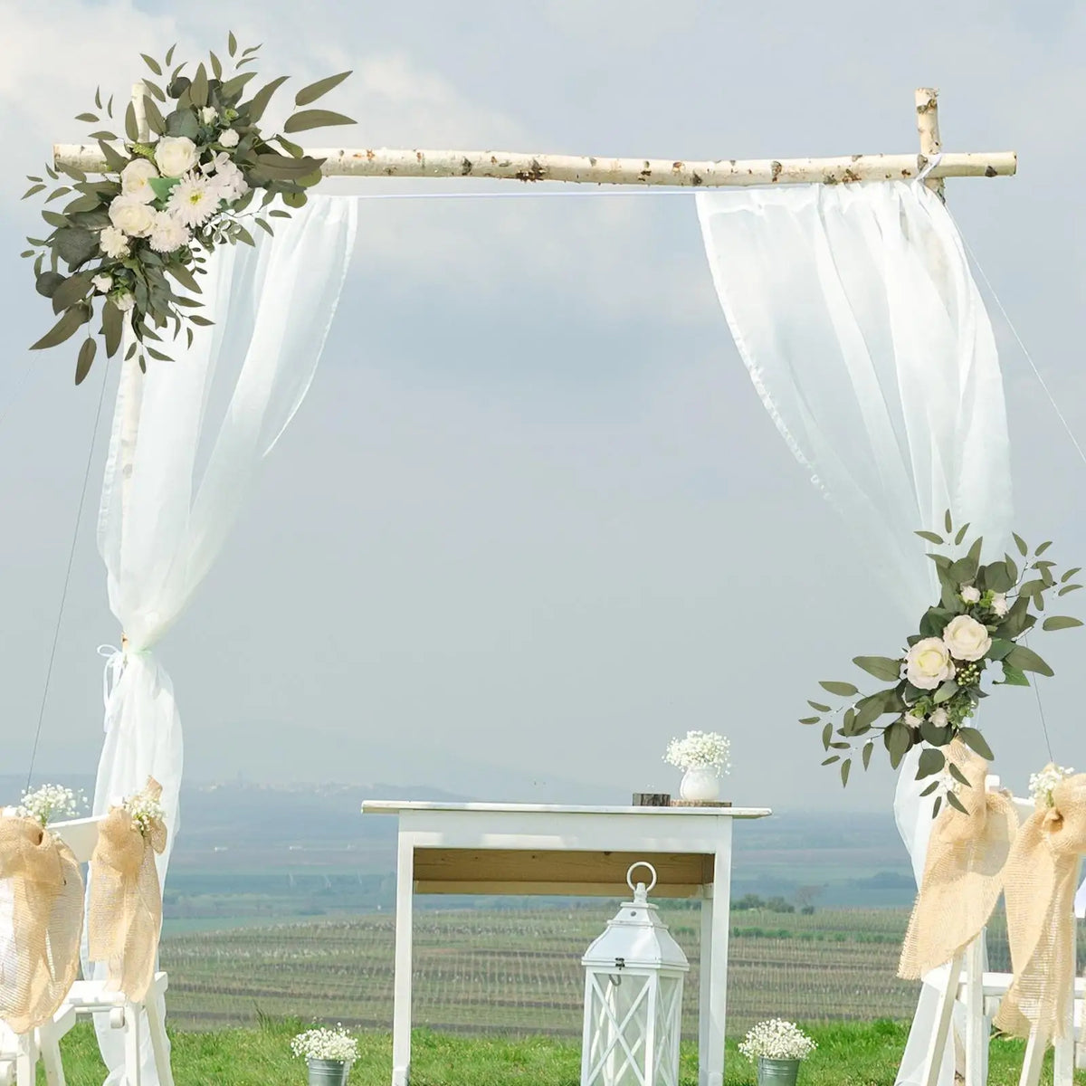2-Piece Silk Wedding Arch Floral Swag Set | Ceremony Decor