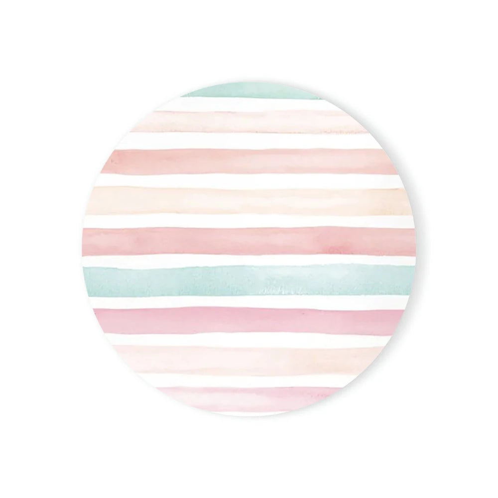Round Absorbent Ceramic Coaster with Cork Base | Marble Decor