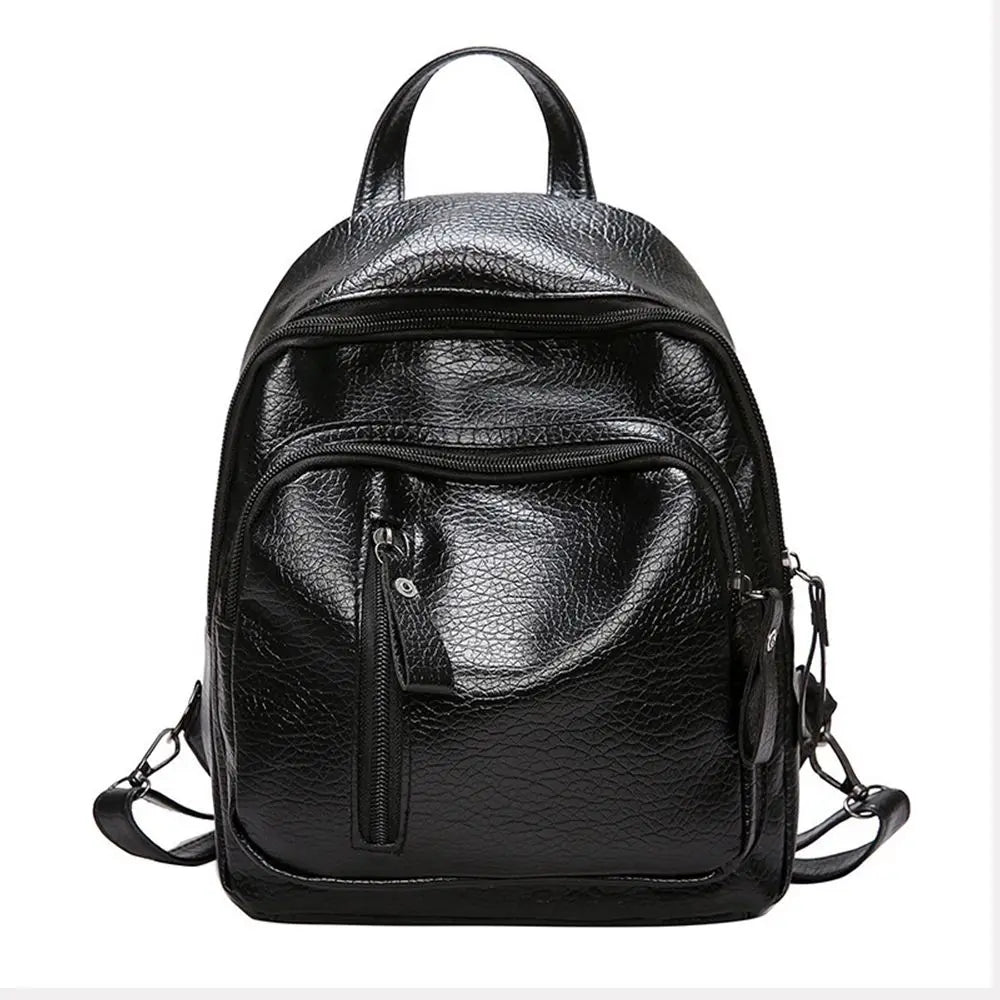 Women's Waterproof PU Leather Anti-Theft Shoulder Backpack