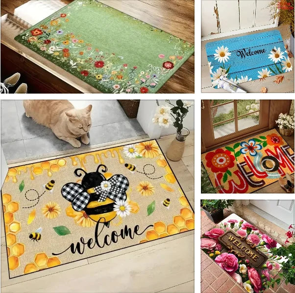 Bee & Daisy Non-Slip Entrance Mat – Soft Indoor/Outdoor Rug