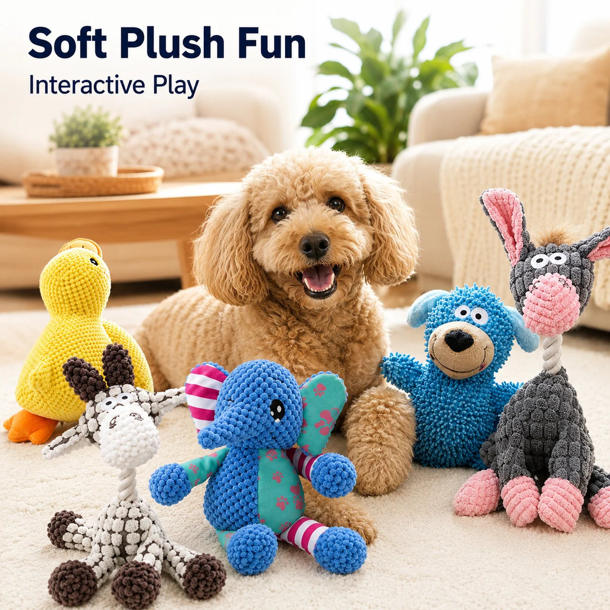Cute Animal Plush Squeaky Dog Toys – 9 Styles for Puppies