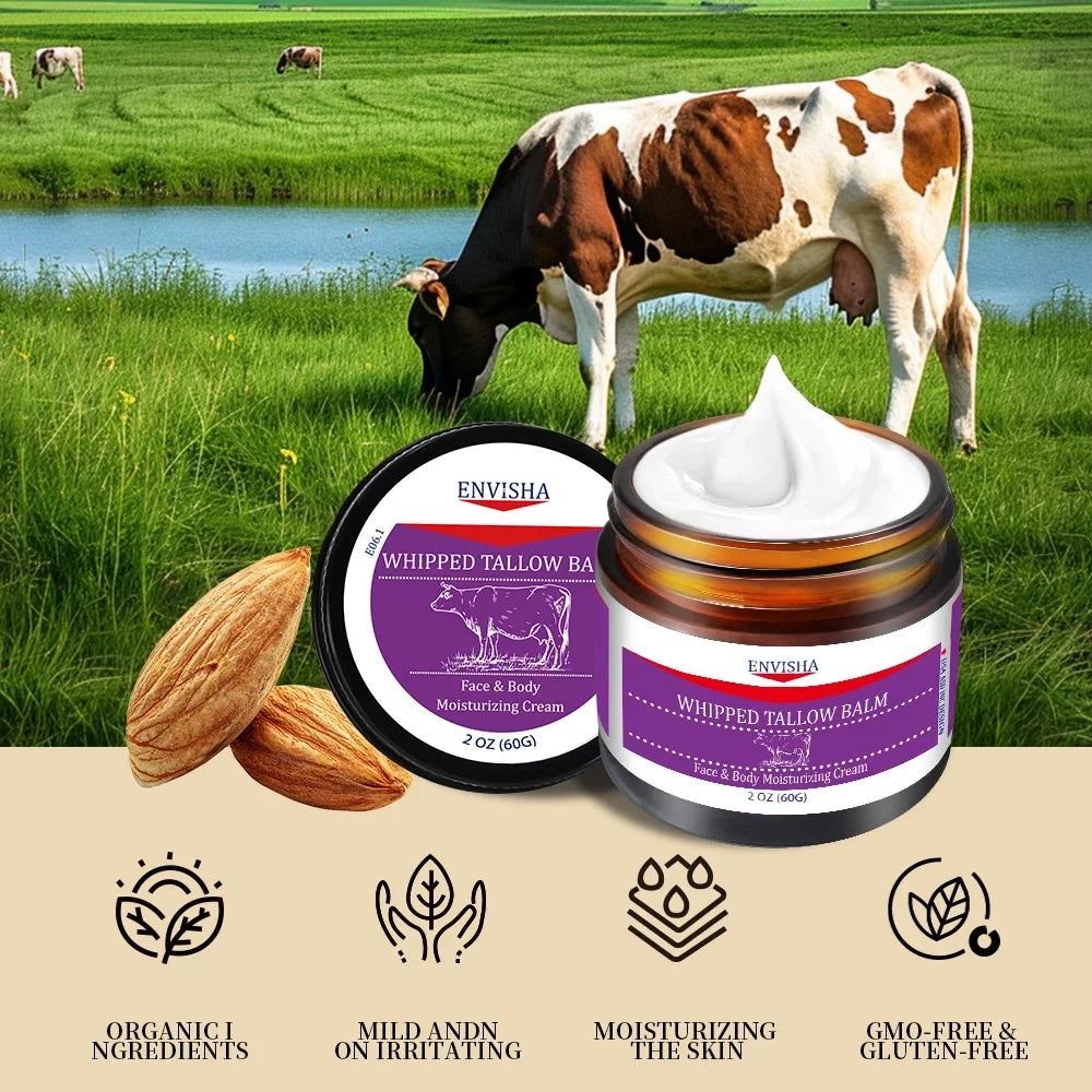 ENVISHA Whipped Tallow Balm Face Cream – Collagen & Hyaluronic
