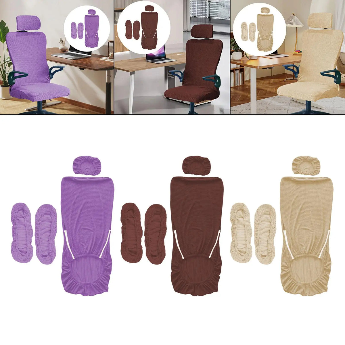 Universal Office Chair Cover Set – Headrest & Armrest Slipcovers