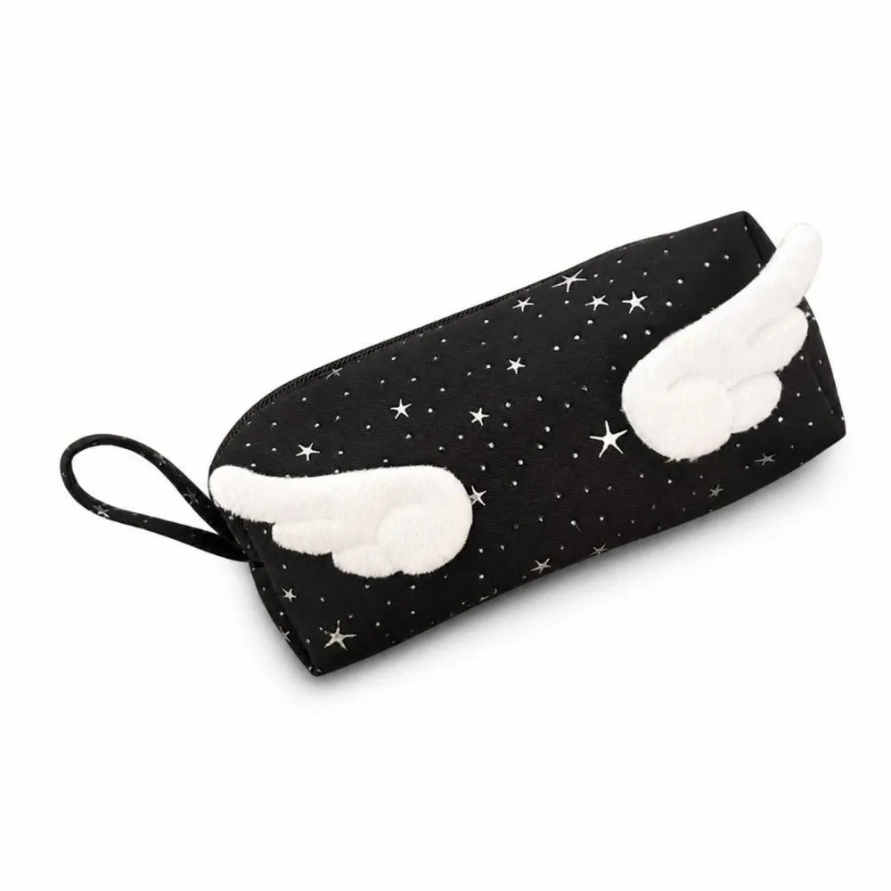 Star Print Angel Wing Pencil Case – Large Canvas Pen Pouch