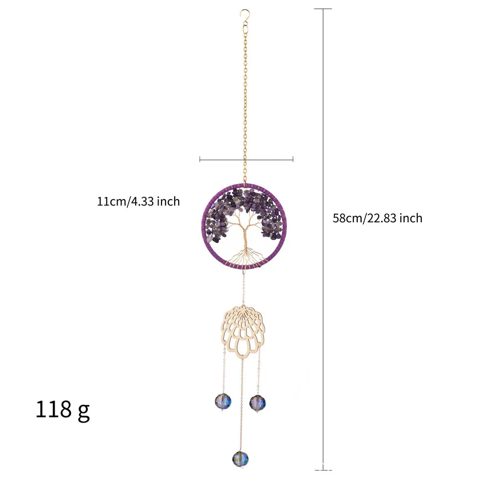 Tree of Life Crystal Suncatcher | Rainbow Prism Window Decor