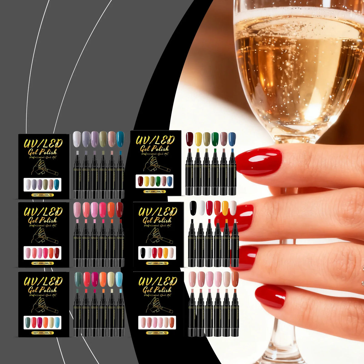6-Piece Nail Gel Polish Set – DIY Nail Art Manicure Kit 5ml