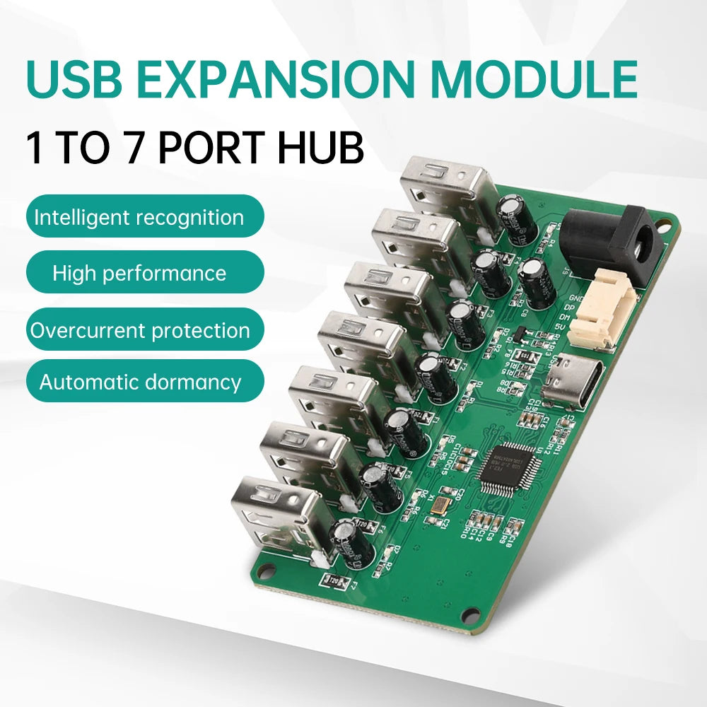 USB 2.0 Hub Module – 1 to 7 Port Expansion (Micro USB/Type-C)