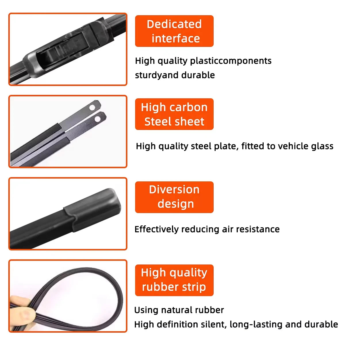 Universal Silicone Car Wiper Blade – J & U Hook 13"–28"