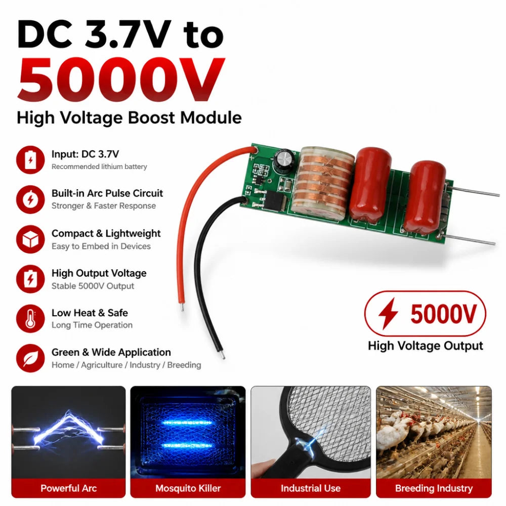 DC 3.7V to 5000V Step-Up Arc Pulse High-Voltage Module