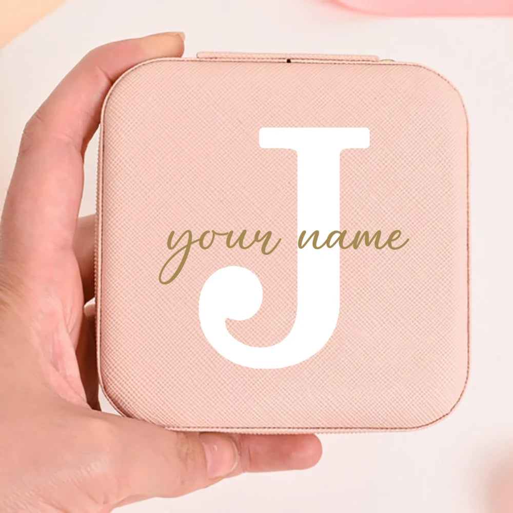 Personalized Faux Leather Jewelry Box – Custom Name & Initial