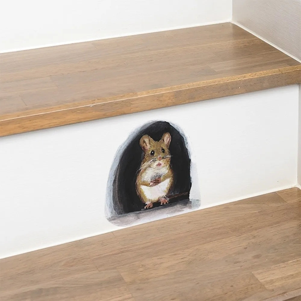 Cartoon Mouse Hole Wall Sticker – 3D PVC Decal for Kids