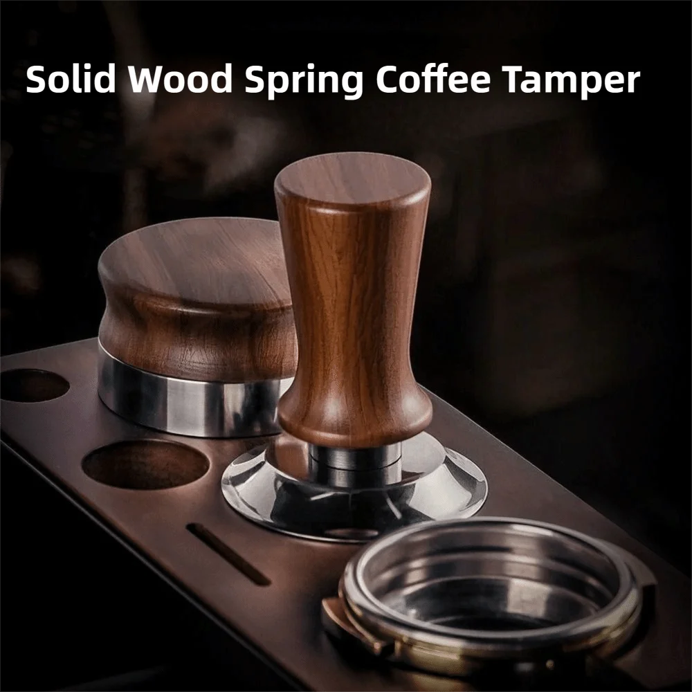 Coffee Tamper 51/53/58mm Wood Handle & Stainless Steel Base