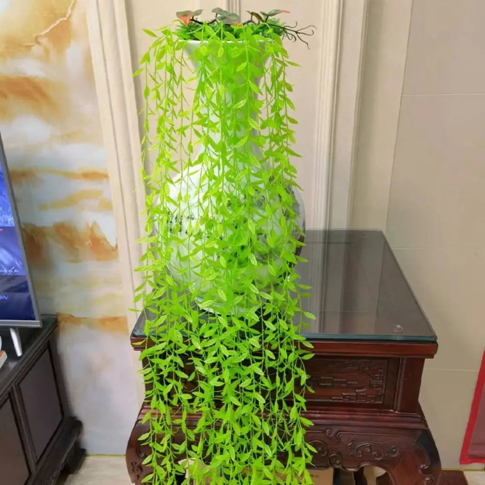 Artificial Rattan Hanging Vine – Green Leaf Wall Decor