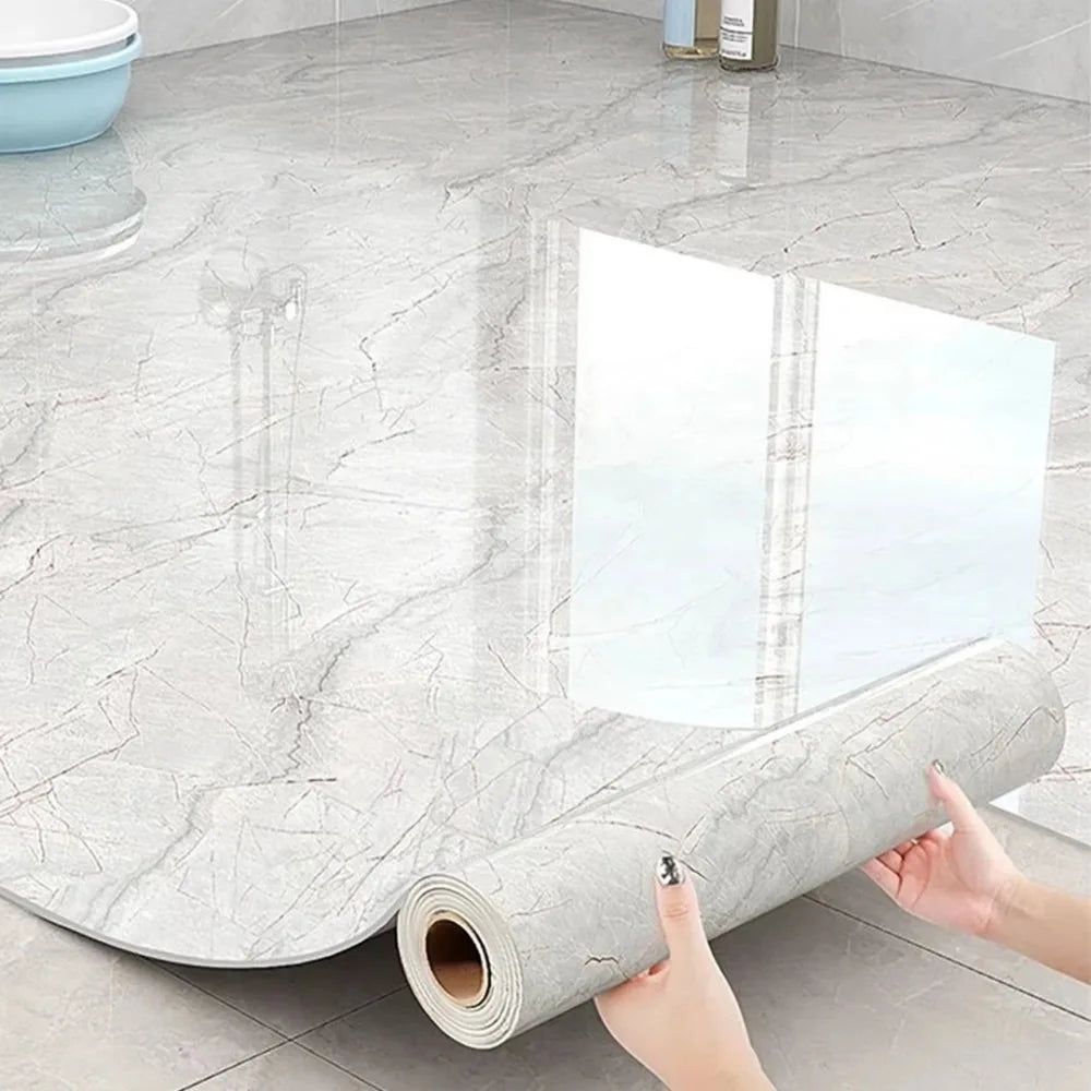 Marble Peel & Stick Floor Stickers – Non-Slip Waterproof PVC